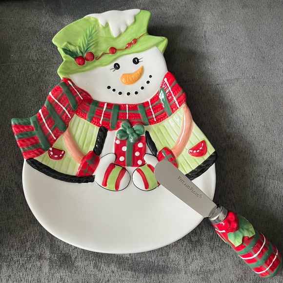 Christmas New Fitz & Floyd Holiday Hat Snowman Serving Set - Picture 2 of 5